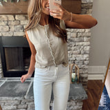 Taupe/White Scalloped Sweetie Sweater Vest