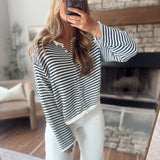 Navy Striped & Unbothered Cardigan