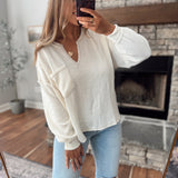 Ivory Briarstone Split Neck Top