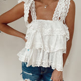 She's The It Girl White Eyelet Tie Strap Top
