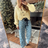 Floral Jaquard Denim Wide Leg Bottoms