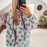 Cotton Candy Fantasy Mint Fleece Henley Zip Up IN STORE