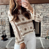 Tan/Cream Cari Crotchet Knit Top