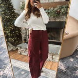 Risen Wine Slouchy Barrel Corduroy Pants