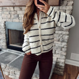 Cilousie Cream & Black Striped Cardigan