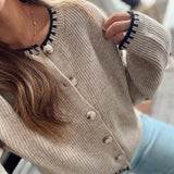 Taupe Stitched Cardigan