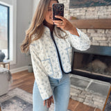 Ivory Floral Quilted Puffer Jacket