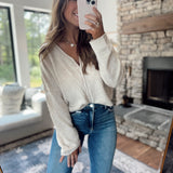 Oatmeal Bambi V Neck Knit Cardigan