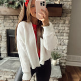 Winnie White Open Front Drop Shoulder Knit Cardi