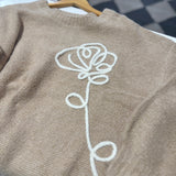 Plus Coco Flower Embroidered Sweater