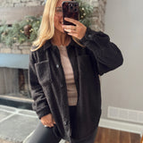 Black Frostline Sherpa Shacket