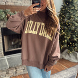 Coffee Dilly Dally Mock Neck Sweatshirt