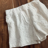 To The Tropics Off White Palm Tree Eyelet HW Shorts