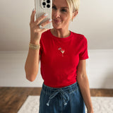 Red Sip Sip Hooray Baby Tee