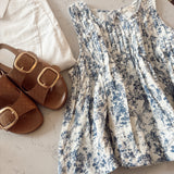 Navy Floral Gauze Sleeveless Top