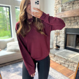 In My Athletic Era Wine Mock Neck Crew