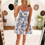 Flawless Floral Blue Mini Dress