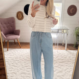 Washed Denim Relaxed Drawstring Pants