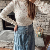 Cream Floral Multi Textured Long Sleeve