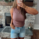 Muted Mauve Reliable Round Neck Tank