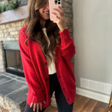 Ruby Red Oversized Recycled Yarn Cardi