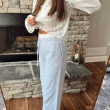 Callie Blue/White Pinstriped Double Banded Pant