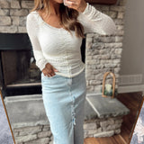 Juniper Cream V-Neck Cinched Bodycon Long Sleeve