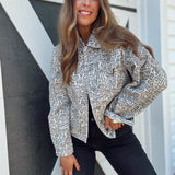 Muted Leopard Denim Jacket