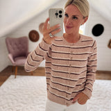 Light Pink Double Striped Cardigan