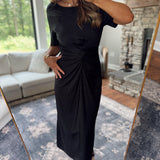 Plot Twist Black Short Sleeve Front Twist Maxi