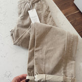Risen Tan HR Crop Barrel Corduroy Pants