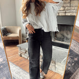 Risen Black Cropped Barrel Jeans