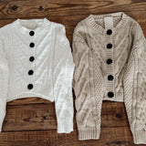 Ivory Button Front Cable Knit Cardigan IN STORE