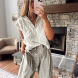 Melange Khloe Half Zip Cable Sweater Top