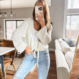 Ally Cream Open Knit Tie Cardi