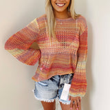 Madison Pink Multicolor Open-Knit Sweater