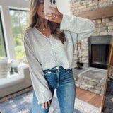 Heather Gray Bambi V Neck Knit Cardigan