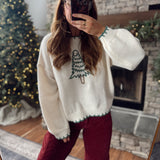 Ivory Christmas Tree Stitched Sweater