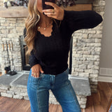 Black Seneca Pointelle Top