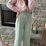 Sage Green Total Comfort Wide Leg Front Seam Lounge Pant