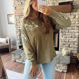 Burnt Olive Pocket Full of Posies Top