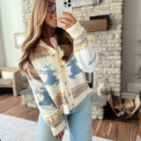 Cream & Mocha Reindeer Wishes Cardigan