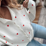 Snow Heart Embroidered Piper Knit Cardigan