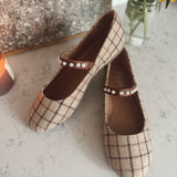 Tan Plaid Tea Time Flats