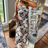 Jessie Floral Print Mesh Slip Midi