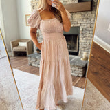 Ivory Red Gingham Midi Dress
