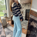 Navy Striped Sailor Collar Cardigan