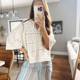 Act Right Cream Crochet Knit Sweater