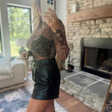 Black Polished Edge Leather Shorts