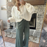 Regency Green Mineral Washed Wide Leg Pant